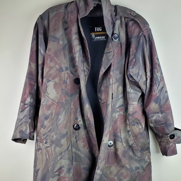 Iridescent Camouflage London Fog Trench Coat - Picture 2 of 7